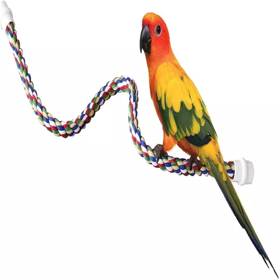 Pet Comfy Perch for Birds Flexible Multi-Color Rope, Medium - 32" Length