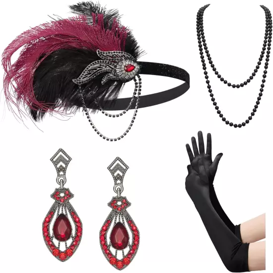 1920s Flapper Accessories for Women, Roaring 20s Headpiece Art Deco Jewelry Grea