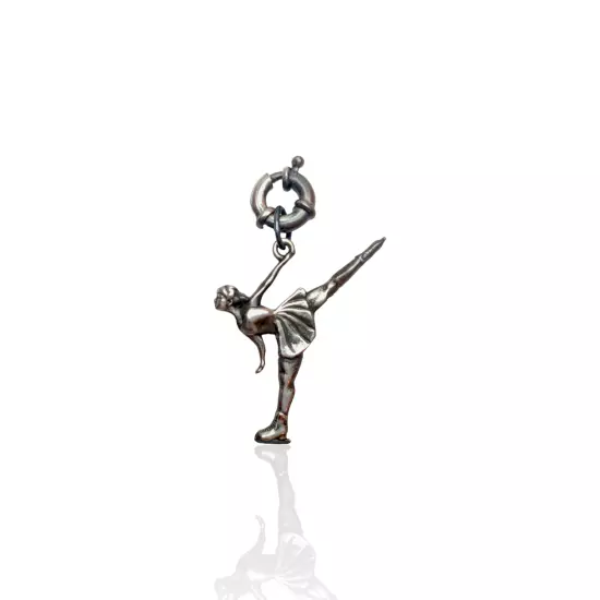 Silver Figure Skating Zipper Pendant Sports Jewelry Gift.