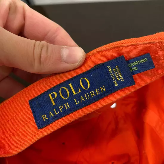 Polo Ralph Lauren Embroidered Pony Orange Baseball Hat Adjustable 