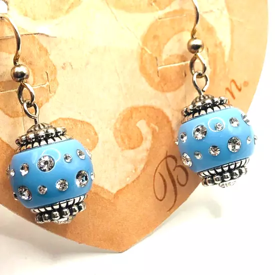 Brighton glimmer twist earrings with sugar rock blue beads interchangeable