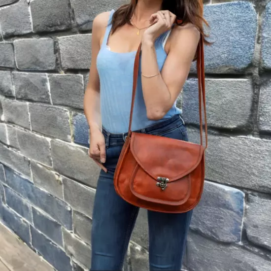 Crossbody handmade leather bag vintage bag gifts for women