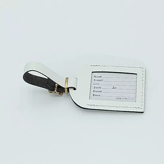 White Faux Leather Luggage Tag Let The Adventure Begin Unused