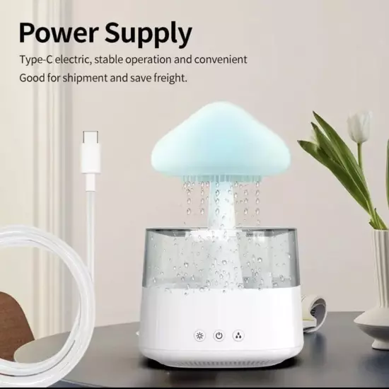 Rain Cloud Humidifier Water Drip with Adjustable LED Lights White Noise Humidifi