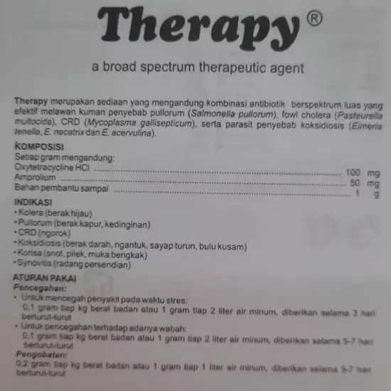 50gr Therapy Broad Spectrum Antibiotic For Poultry