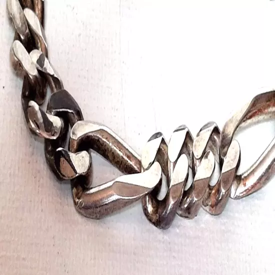 MEN'S 925 STERLING SILVER FIGARO CHAIN BRACELET