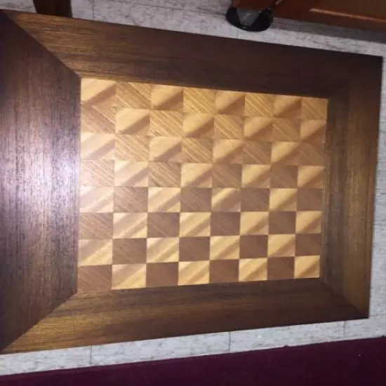 Ricardo Lynn & Co Vintage Mid Century 1960s Teak Wood Checker Chess Table 