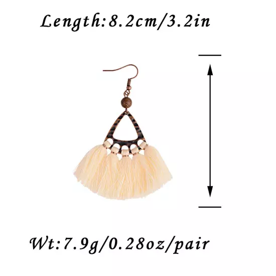 Fashion Women Bohemian Earrings Long Tassel Fringe Drop Dangle Ear Stud Jewelry