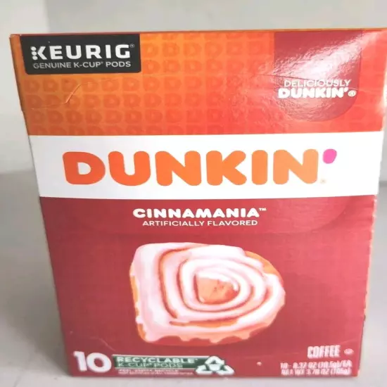 Dunkin' Donuts "Cinnamania" Coffee K-Cup Pods 1 Box – 10 Count 