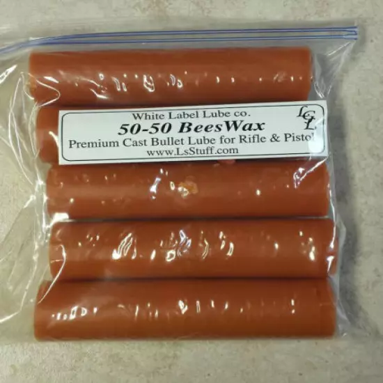 5 Stick 50-50 Beeswax Cast Bullet Lube White Label Lube FREE SHIPPING