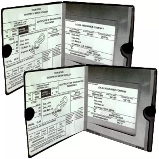 Car Auto Insurance Registration BLACK Document Wallet Holders 2 Pack - [BUNDLE, 