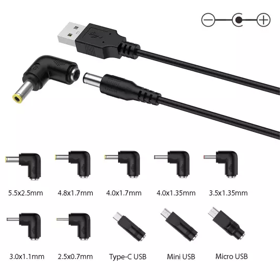 USB to DC 5V Power Cord, Universal DC 5.5X2.1Mm Plug Jack Charging Cabl