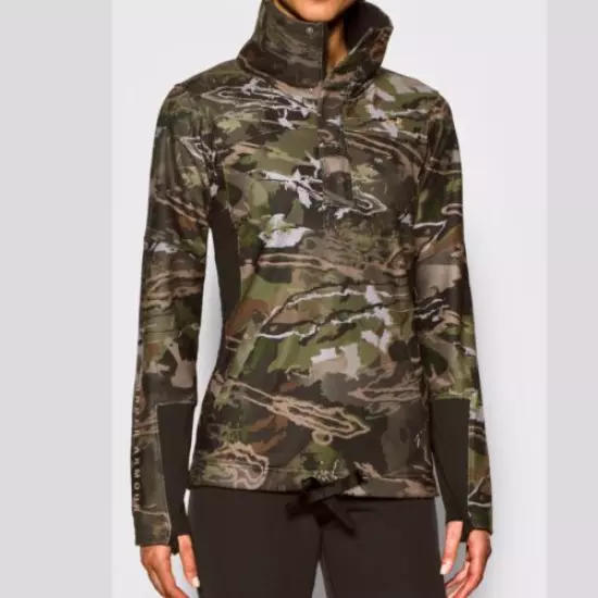 Under Armour Woman Early Season 1/2 Zip Long Sleeve Top Forest Camo XXL NWT $110