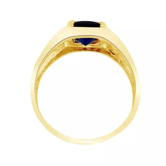 14K Gold Plated Simulated Blue Sapphire Diamond Accent Ring For Mens