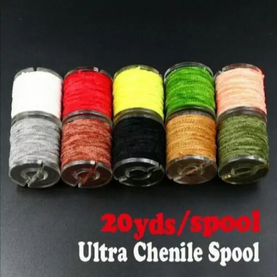 10 Spools Multi Colors Rayon Chenille Yarn 2mm Tinsel Line Fly Tying Materials