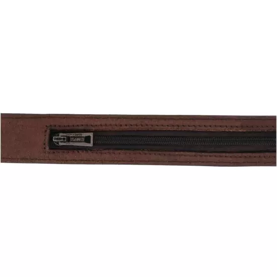 New CTM Men's Leather Money Belt with Interior Zipper