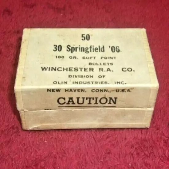  Vintage Winchester R.A., 30 Springfield '06, 180 Gr. SP, Bullet Box, (EMPTY) 