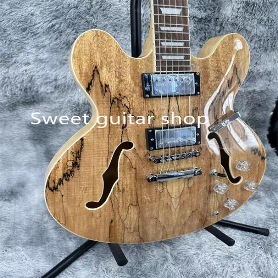 new ES-335 Semi Hollow Natural Electric Guitart 2H Pickup Fixed Bridge Fast Ship