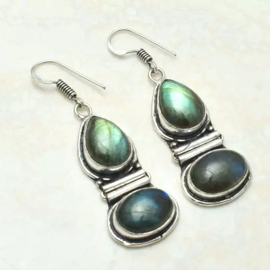 Labradorite Handmade Drop Dangle Earrings Jewelry Gift For Her 1.92" AE-57527