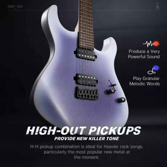 Donner DMT-100 Metal Electric Guitar With Gig Bag Purple Matte Finish H-H Pickup