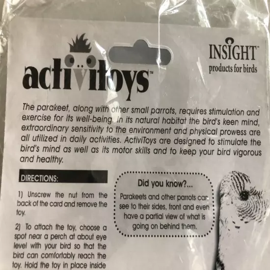 Bird Toy attaches to Bird Cage - JW Insight Activitoys Keeps bird active, NEW!!