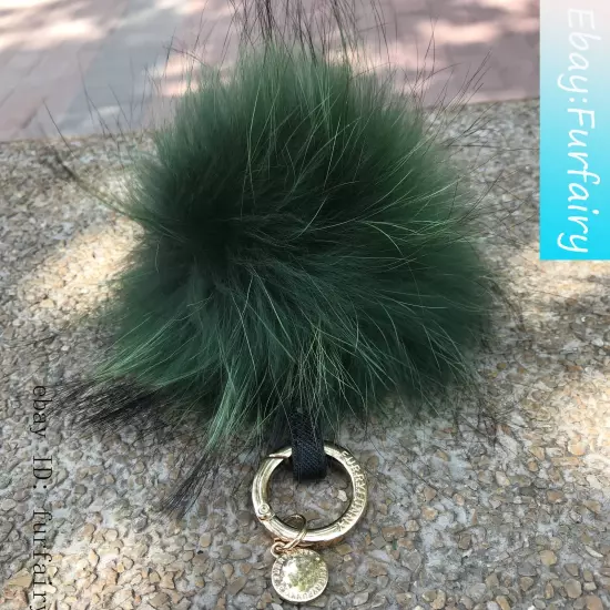 Large Real Raccoon Fur Ball Keychain Fox Fur Bag Charm Pendant Snap Button