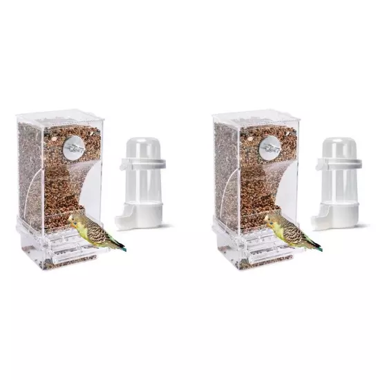 2X No Mess Bird Feeders Spill Bird Feeder for Cage Bird Water Dispenser4080