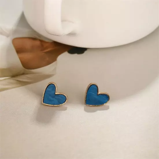 Sweet Heart Stud Earrings For Women Girls Enamel Earrings Mini Ear Studs Trendy