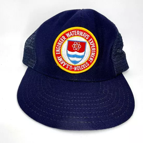 Vintage Snapback Hat U.S. Army Engineer Waterways Experiment Blue Trucker