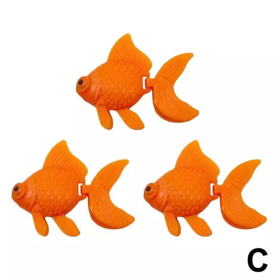 3Pcs Plastic Artificial Moving Fish Gold Fish Ornament Small Decor Fishes Z5D9