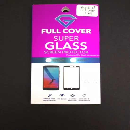 Alcatel 7 HD Glass 5X Impact Full Cover Screen Protector Black Edge Tempered A7