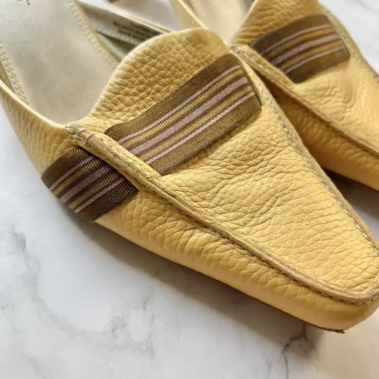 Vintage Hillard & Hanson 80s leather mustered yellow mules Women’s Size 8.5