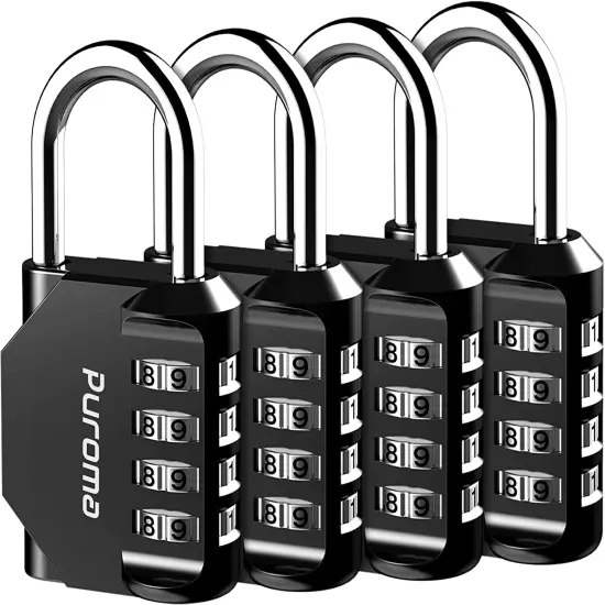 4 Pack Combination Lock 4 Digit Locker Lock Outdoor Waterproof Padlock for Schoo