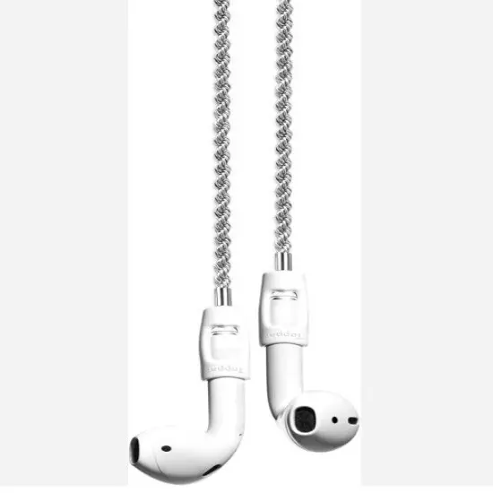 Tapper 925 Silver Plated Rope Chain/White TPE For EarPods And Pro New