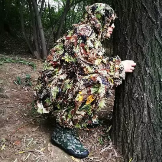 3D Leaves Camouflage Hunting Clothing Ghillie Suit Spring Autumn Bird Watching