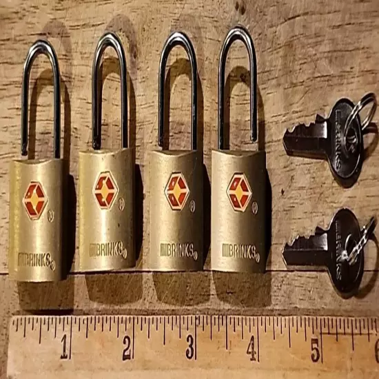 Brinks Mini Brass TSA Padlocks 4 Locks W/Keys