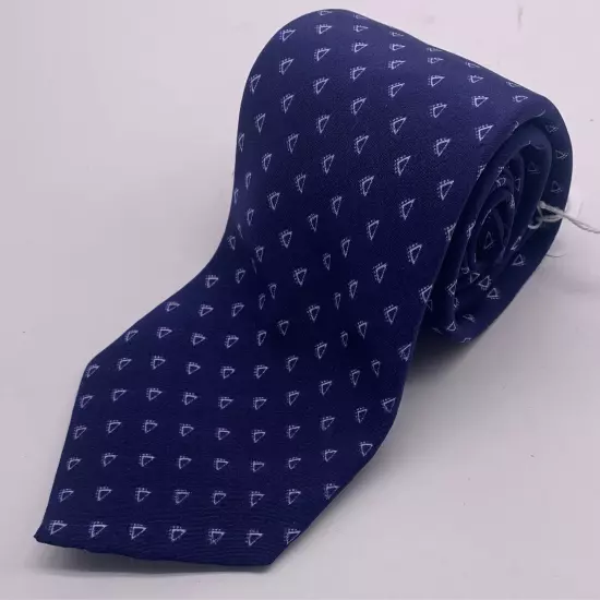 Ralph Lauren Purple Labe Blue Geometric Print Silk Tie