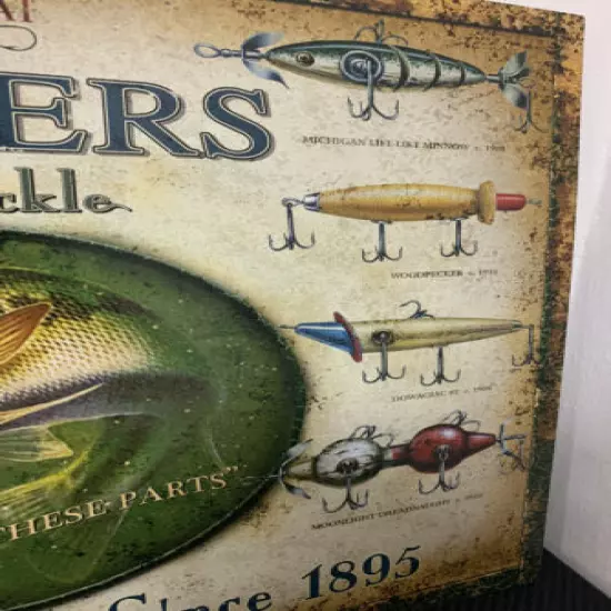 Lunker's Lures Bait & Tackle Vintage Fishing Retro Tin Metal Sign 16”x12.5” NEW!