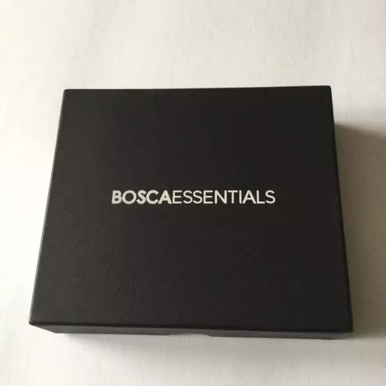 BOSCA ESSENTIALS MENS NAPPA LEATHER BI-FOLD WALLET BLACK NEW IN BOX