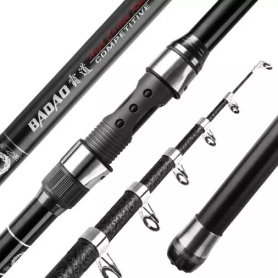 Portable Fishing Rod Pole Rock Sea Spinning Carbon Fiber Super Hard Strong Carp