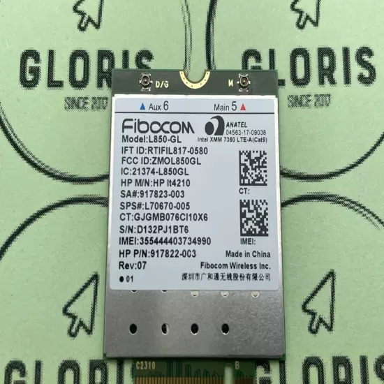 New Genuine Fibocom L850-GL WWAN LTE 4G Card w/GPS M.2 917822-003