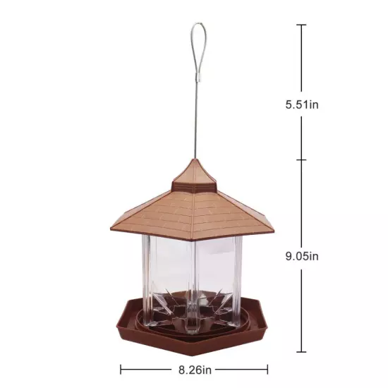 Hanging Wild Bird Feeder Waterproof Gazebo Outdoor Container With Hang Rope Feed