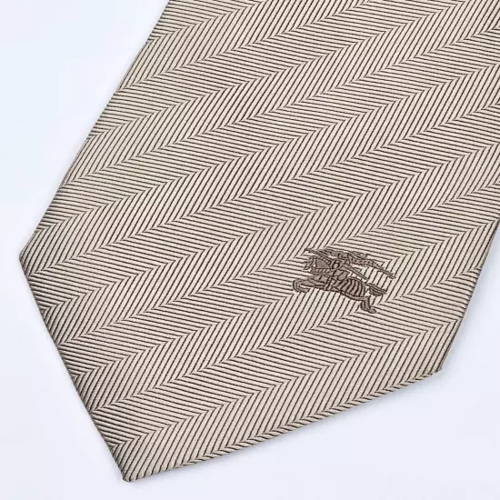 BURBERRY LONDON TIE Prorsum Knight on Beige Striped Woven Silk Necktie