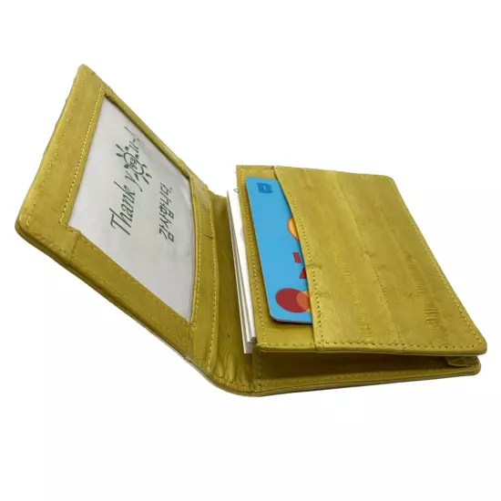 Genuine Eel Skin Leather Business Card ID Wallet Credit Card Case