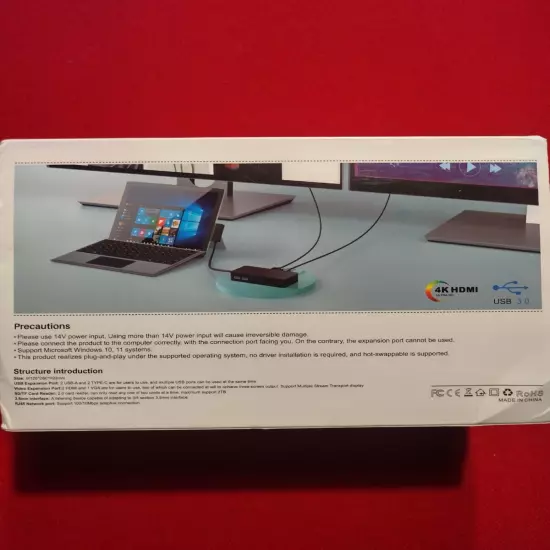 Microsoft Surface Dock Triple Display with Power Supply, 12 in 1 Surface Pro