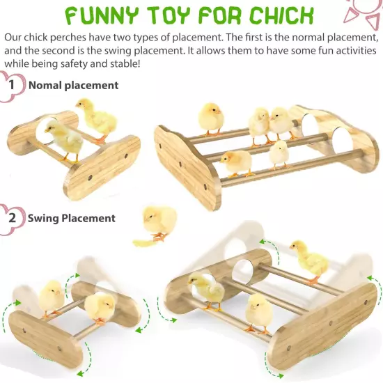 Bamboo Chick Perch with Mirror and Mini Roosting Bar Set for coop and brooder...