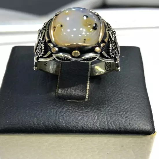 Agate Ring Men Silver 925,Sterling,Rare,Aqeeq,Royal,Luxury خاتم عقيق يمني داودي