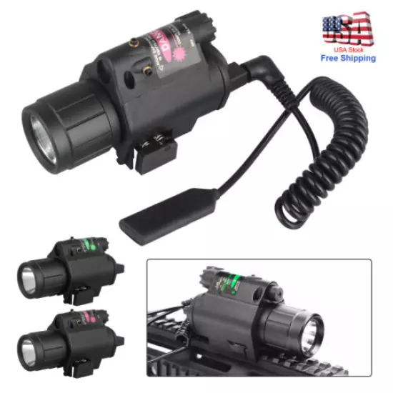 Combo Pistol LED Flashlight Red/Green Laser Sight Fits 20mm Rail Pistol-Rifle N