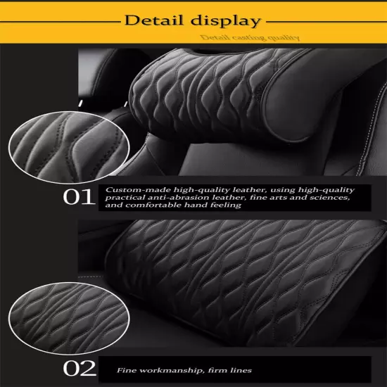 PU Leather Car Headrest Car Rest Neck Pillow Back Cushion Waist Supports Set