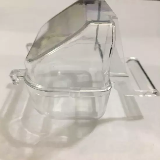 3 Bird Cage Hopper Covered Feeders Feeding Cups Perch Clear Plastic Acrylic 3”